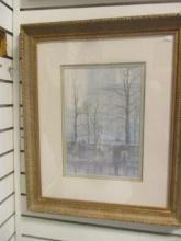 Paul Cornoyer "Old Castle in the Rain" Lithograph Print