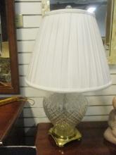 Heavy Crystal and Brass Table Lamp