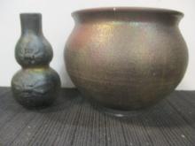 Zion Canyon Raku Vase and Bowl