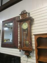 Antique Viennese Style Mahogany Wall Clock