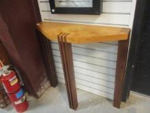 Handcrafted 2 Tone Wood Artisan Console Foyer Table