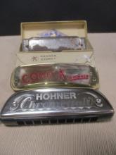 Three Vintage Hohner Harmonica Mouth Harps