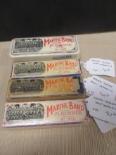 Four Hohner "Marine Band" Harmonica Mouth Harps