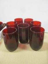 Seven Ruby Red Juice Glasses