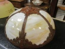 Art Nouveau Style Bent Slag Glass Lamp Shade