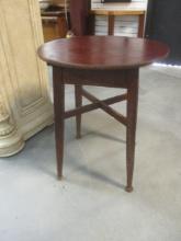 Vintage Primitive Round Mahogany Side Table