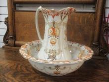 Antique F & Sons Essex Burslem England Wash Basin Set