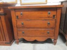 Pine Distressed Finish 2 Drawer Cabinet