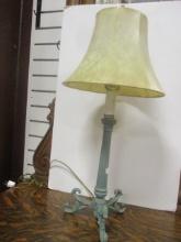 Patina Finish Cast Iron Candlestick Table Lamp