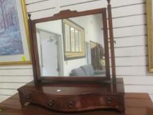 Vintage Mahogany Bowfront Shaving Mirror w/ Drawers