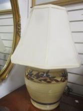 Turned Handpainted Pottery Lamp