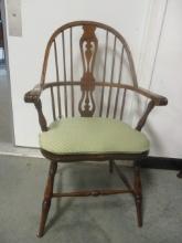 Mahogany Windsor Style Arm Chair w/ Seat Cushion