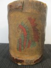 Hand Crafted Indian Chief Souvenir Wood Block Coin Bank