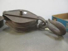Steel Double Pulley with Iron Hook