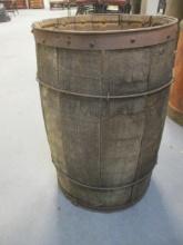 Antique Wood Wire Banded Nail Barrel
