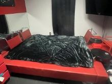 Shermag Post Modern Red Leather Queen Size Bed