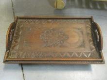Victorian Carved Mahogany Serving Tray
