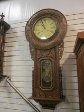 Antique Carved Victorian Style Regulator Wall Clock