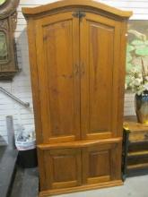 Rustic Style Pine Wine/Dry Bar Cabinet with Iron Hardware