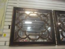 Two Tone Geometric Distressed Wall Mirror