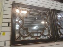 Two Tone Geometric Distressed Wall Mirror