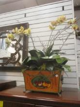 Artificial Orchid in Metal Planter