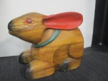 Hand Carved Wooden Rabbit Statue