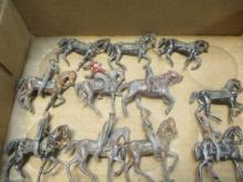 11 Antique Handpainted Soldiers on Horses Lead Toys