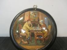 Circa 1850 Framed "A Pair" Pratt Ware Powder Box Lid