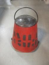 Vintage Painted Rustic Iron Hanging Fire Bucket