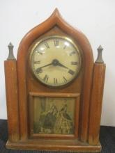 Antique Burroughs Co. Wooden Bedroom Steeple Clock