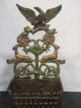 Vintage Handpainted Cast Iron Match Box Holder