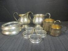 Sterling Silver Creamer, Sugar Bowl, Napkin Rings, etc.
