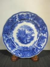 Burgess & Leigh Flow Blue Scene Plate with Stand