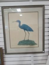 Lucien Harris III 1981 Original Blue Heron Painting