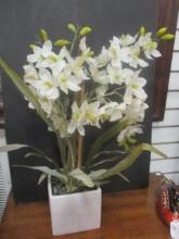 Artificial Orchid in Pottery Planter