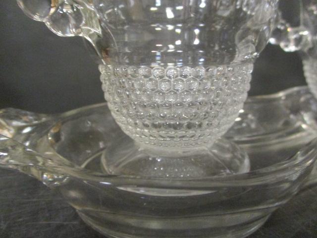Vintage Duncan Miller "Teardrop" Clear Footed Open Sugar & Creamer Tray Set