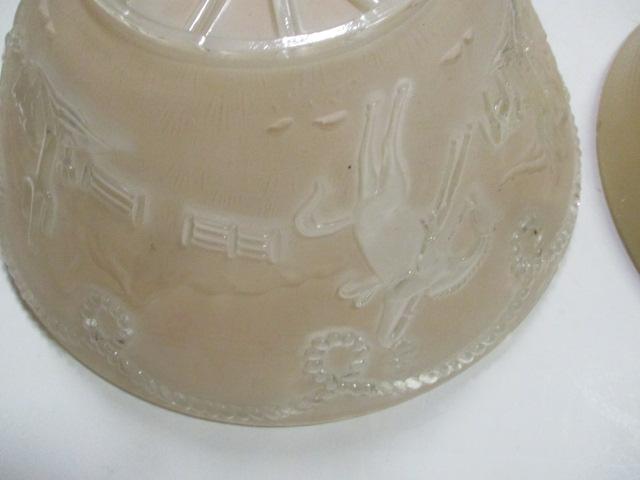 Vintage Western Scene and Biege and White Ceiling Mount Light  Shades
