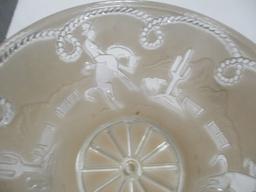 Vintage Western Scene and Biege and White Ceiling Mount Light  Shades