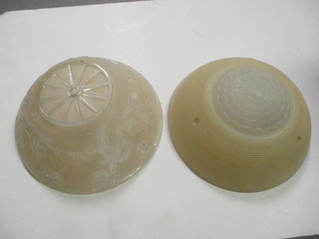 Vintage Western Scene and Biege and White Ceiling Mount Light  Shades