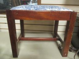 Wood and Upholstered Seat Stool