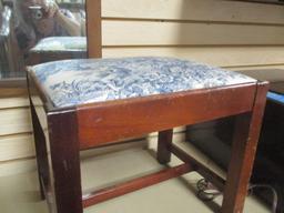Wood and Upholstered Seat Stool