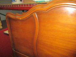 Vintage French Provincial Style Full-Size Headboard and Footboard with Metal Rails