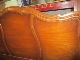 Vintage French Provincial Style Full-Size Headboard and Footboard with Metal Rails