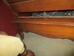 Vintage French Provincial Style Full-Size Headboard and Footboard with Metal Rails