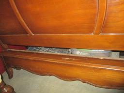 Vintage French Provincial Style Full-Size Headboard and Footboard with Metal Rails