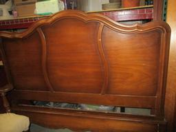 Vintage French Provincial Style Full-Size Headboard and Footboard with Metal Rails