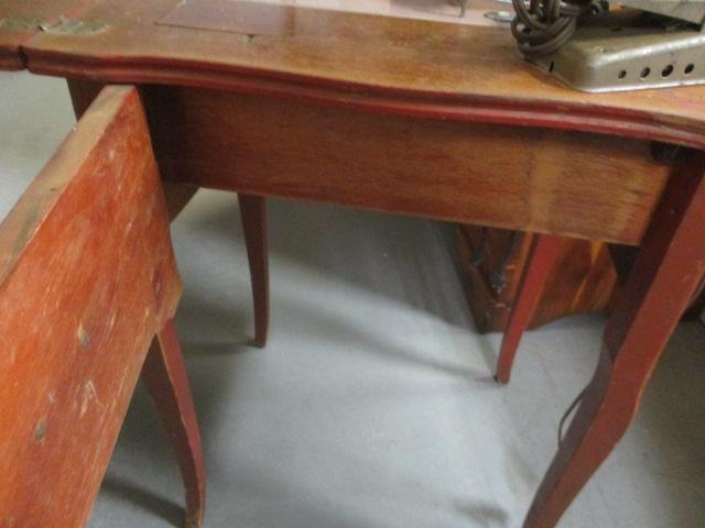 Vintage Aldens Dynamic Motor Sewing Machine in Wood Flip-Top Cabinet