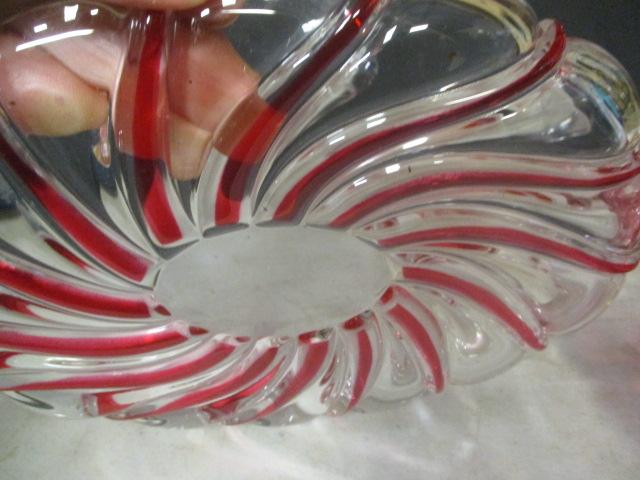 2 Vintage Red Glass Candle Drip Catchers, Frosted Ruby Divided Tray, and