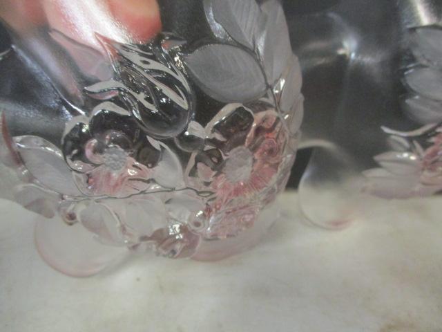 2 Vintage Red Glass Candle Drip Catchers, Frosted Ruby Divided Tray, and